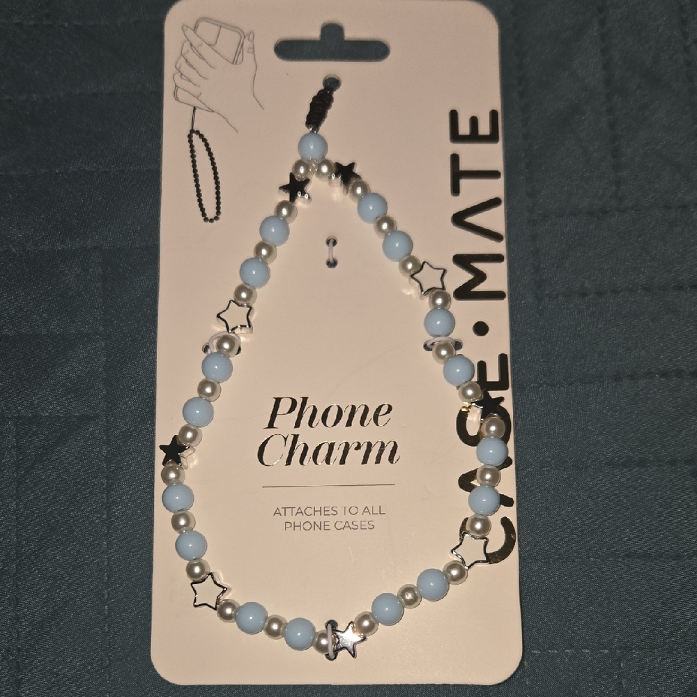 Case-Mate Light Blue and Silver Phone Charm